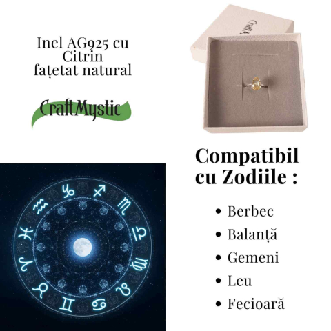 Inel din argint 925 cu citrin fatetat, simbol al claritatii si optimismului interior [4]