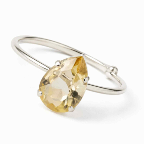 Bijuterii din Argint 925 cu pietre naturale - Inel din argint 925 cu citrin fatetat, simbol al claritatii si optimismului interior