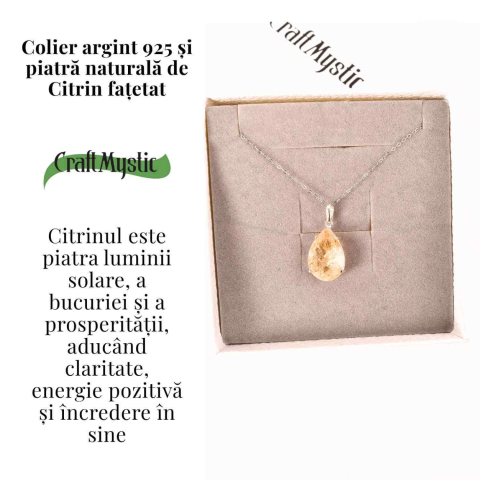 Colier Argint 925 cu Citrin Lacrima – Lumina, Prosperitate si Energie Pozitiva [2]