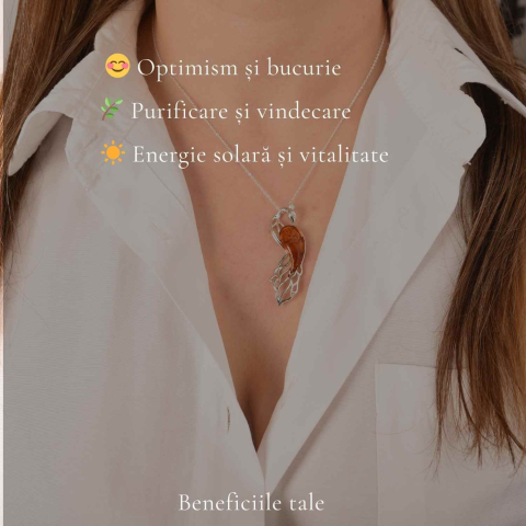 Colier argint 925 cu paun si chihlimbar natural – Energie solara si protectie [2]