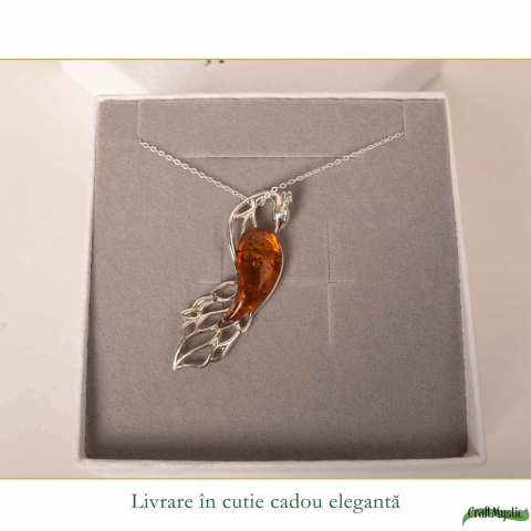 Colier argint 925 cu paun si chihlimbar natural – Energie solara si protectie [5]