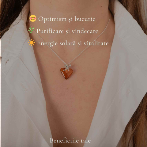 Colier argint 925 cu inima si chihlimbar natural – Energie solara si iubire [2]