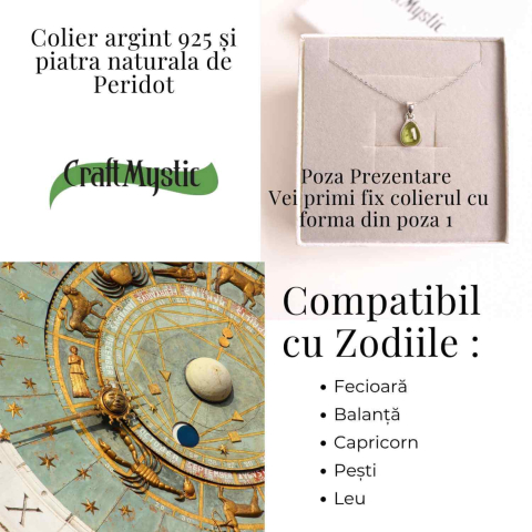 Colier Argint 925 cu Peridot Natural Patrat – Claritate, Energie si Renastere [4]