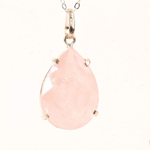 Colier Argint 925 cu Cuart Roz Lacrima – Iubire, Vindecare si Armonie Interioara [6]