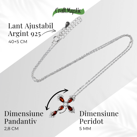 Colier Argint 925 cu Crucifix din Granat Natural si Zirconiu – Simbol al Energiei Vitale, Pasiunii si Protectiei Interioare [4]