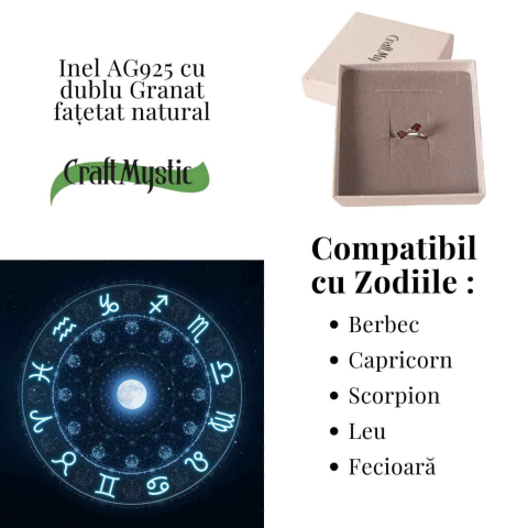 Inel din argint 925 cu dublu granat, pentru energie si stabilitate interioara [4]