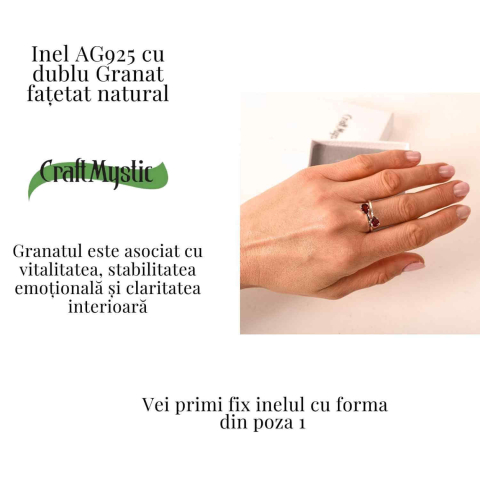 Inel din argint 925 cu dublu granat, pentru energie si stabilitate interioara [2]