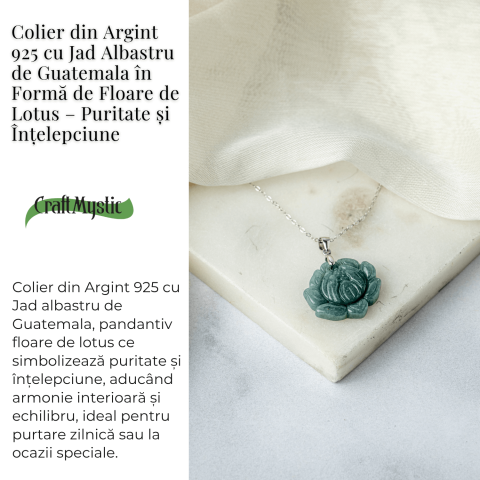 Colier Argint 925 cu Jad Albastru Guatemala in Forma de Floare de Lotus – Puritate si Armonie Interioara [2]