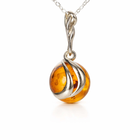 Taur - Colier argint 925 rotund cu chihlimbar natural – Energie solara si echilibru