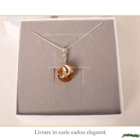 Colier argint 925 rotund cu chihlimbar natural – Energie solara si echilibru [5]