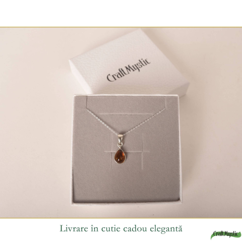 Colier argint 925 cu lacrima si chihlimbar natural – Energie solara si vitalitate [5]