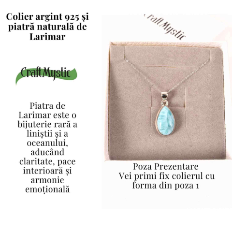 Colier Argint 925 cu Larimar Rotund – Armonie si Calm Oceanic [2]