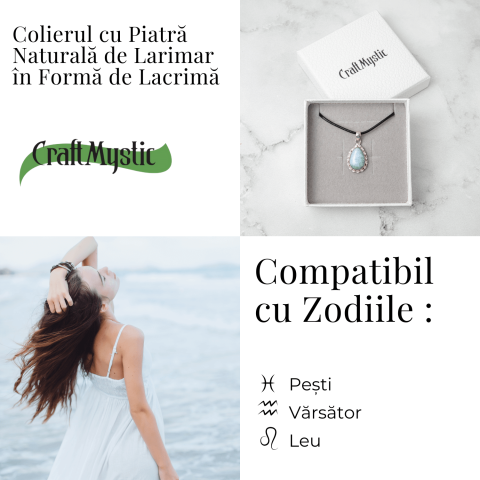 Colier Argintiu cu Piatra Naturala Larimar in Forma de Lacrima – Calm si Armonie Interioara [4]