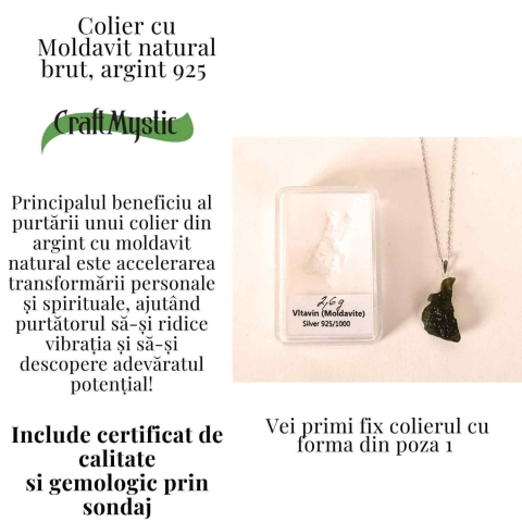Colier Argint 925 cu Moldavit natural brut 2.6 g –sustinere simbolica pentru schimbare si introspectie [2]