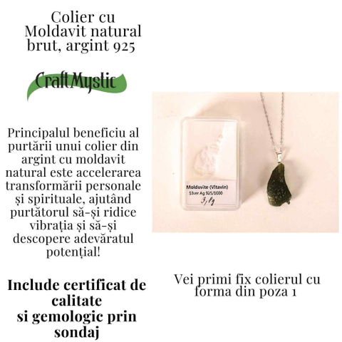 Colier Argint 925 cu Moldavit natural brut 3.8 g – prezenta, sens si spatiu pentru tine [2]