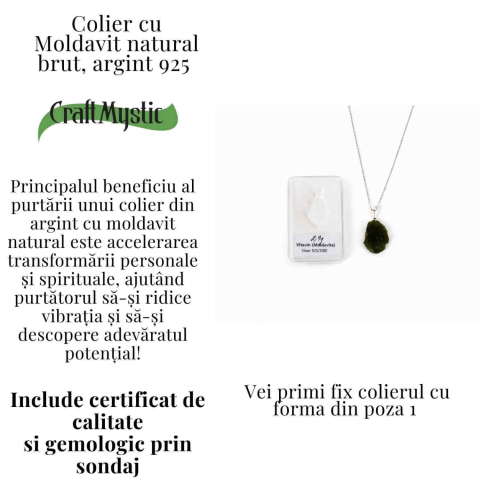 Colier Argint 925 cu Moldavit natural brut 2.9 g – o piatra a schimbarii blande si a claritatii interioare [2]