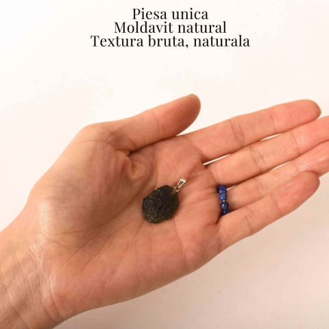 Colier Argint 925 cu Moldavit natural brut 2.9 g – o piatra a schimbarii blande si a claritatii interioare [4]