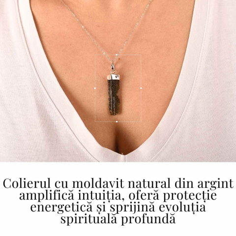 Colier Argint 925 cu Moldavit natural brut 2.9 g – Prezenta si Calm in Ritualul Zilnic [1]