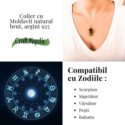 Colier Argint 925 cu Moldavit natural brut 2.9 g – echilibru emotional si prezenta in ritmul tau [5]