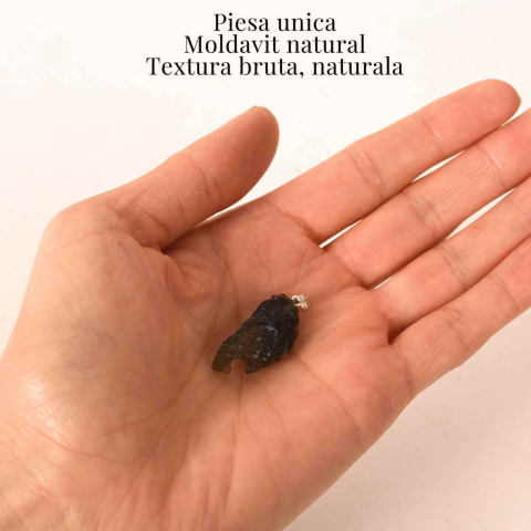 Colier Argint 925 cu Moldavit natural brut 2.8 g – simbol al schimbarii asumate si al echilibrului [3]