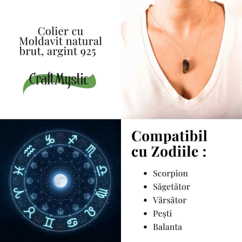 Colier Argint 925 cu Moldavit natural brut 2.8 g – simbol al schimbarii asumate si al echilibrului [5]
