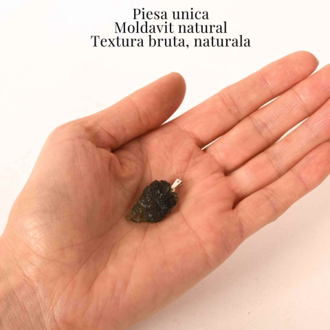 Colier Argint 925 cu Moldavit natural brut 2.6 g – sustinere simbolica pentru schimbare si introspectie [2]