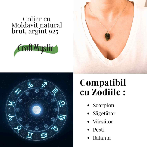 Colier Argint 925 cu Moldavit natural brut 2.6 g – sustinere simbolica pentru schimbare si introspectie [5]