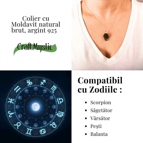 Colier Argint 925 cu Moldavit natural brut 3.2 g – un simbol al claritatii si al deschiderii interioare [5]
