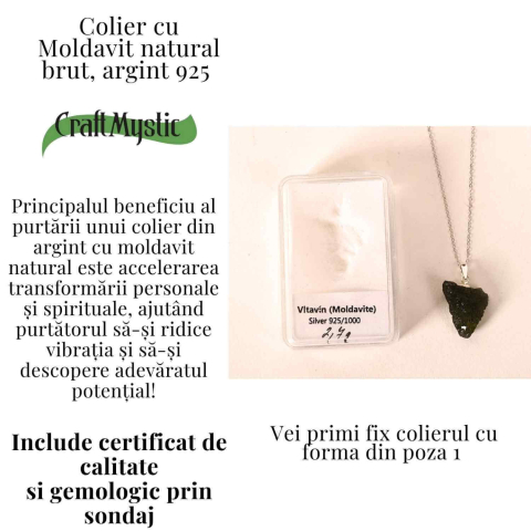 Colier Argint 925 cu Moldavit natural brut 2.7 g – claritate emotionala si conectare cu intentiile tale [2]