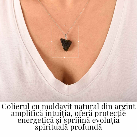 Colier Argint 925 cu Moldavit natural brut 2.7 g – claritate emotionala si conectare cu intentiile tale [1]