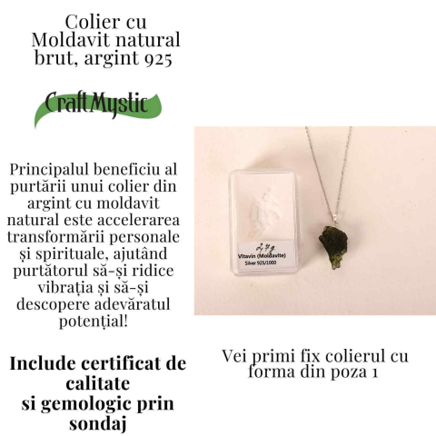 Colier Argint 925 cu Moldavit natural brut 2.7 g – laritate interioara pentru momente de transformare constienta [2]
