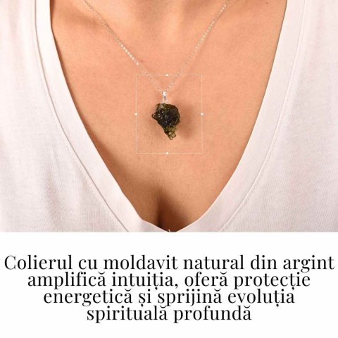 Colier Argint 925 cu Moldavit natural brut 2.7 g – laritate interioara pentru momente de transformare constienta [1]