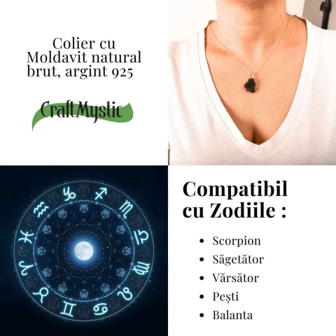 Colier Argint 925 cu Moldavit natural brut 2.6 g – o piatra a schimbarii blande si a claritatii interioare [4]