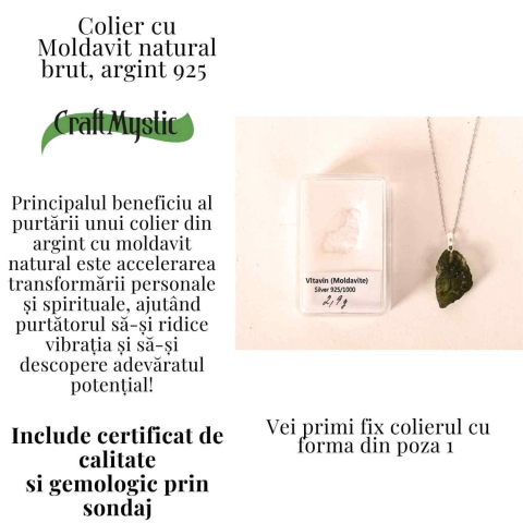 Colier Argint 925 cu Moldavit natural brut 2.9 g – o ancora simbolica pentru transformare blanda [2]