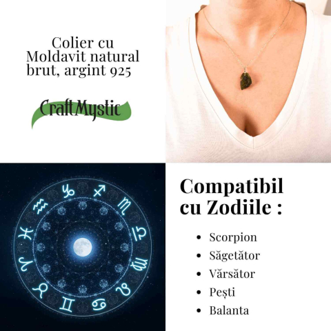 Colier Argint 925 cu Moldavit natural brut 2.9 g – o ancora simbolica pentru transformare blanda [5]