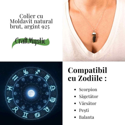 Colier Argint 925 cu Moldavit natural brut 2.7 g – Obiect cu Energie de Reannoire si Claritate Personala [4]