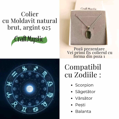Colier Argint 925 cu Moldavit natural brut 2.36 g – talisman de transformare [3]