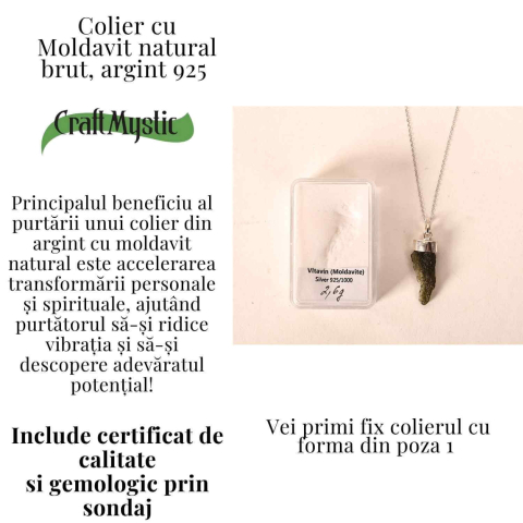 Colier Argint 925 cu Moldavit natural brut 2.6 g – Simbol al Schimbarii Conetiente si Echilibrului Emotional [2]