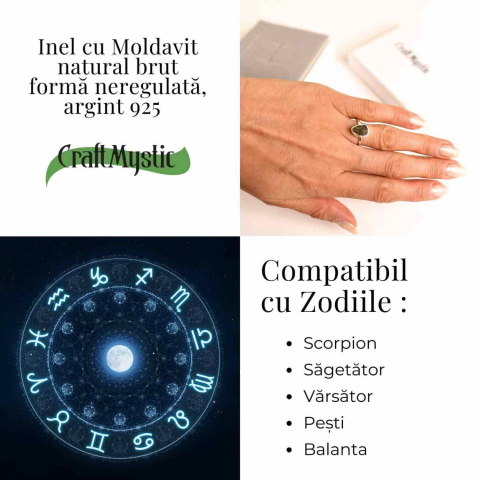 Inel argint 925 cu Moldavit natural - forma neregulata [4]