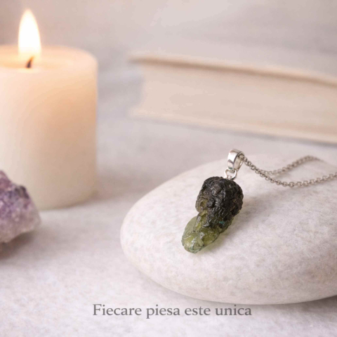 Colier Argint 925 cu Moldavit natural brut 2.36 g | CraftMystic [5]