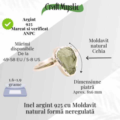 Inel argint 925 cu Moldavit natural - forma neregulata [3]