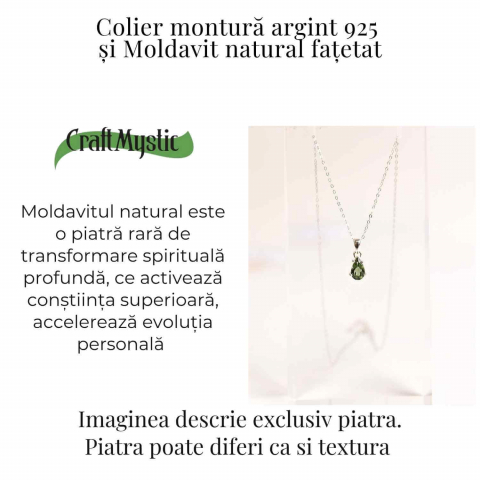 Colier argint 925 cu Moldavit natural fatetat lacrima – Claritate interioara si constiinta superioara [3]