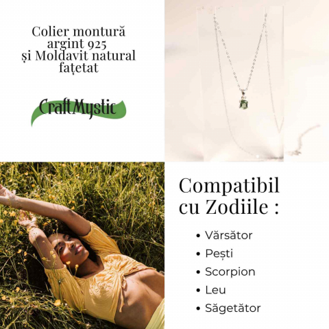 Colier argint 925 cu Moldavit natural fatetat dreptunghiular – Claritate si transformare constienta [4]