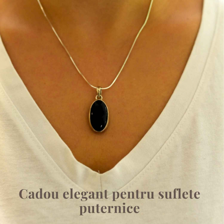 Colier argint 925 cu Onix NegruColier argint 925 cu Onix Negru - Protectie si Eleganta - Protecție și Eleganță [1]