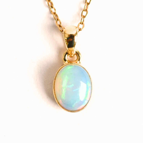 Creativitate si Inspiratie - Colier Argint 925 Aur 18K cu Opal Etiopian – Claritate si Intuitie