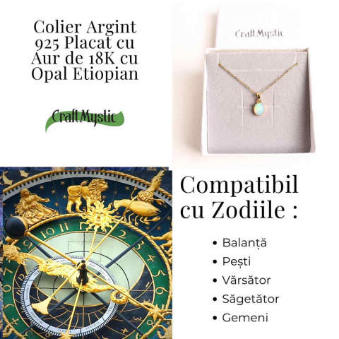 Colier Argint 925 Aur 18K cu Opal Etiopian – Claritate si Intuitie [3]