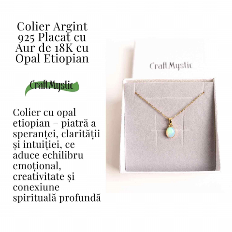 Colier Argint 925 Aur 18K cu Opal Etiopian – Claritate si Intuitie [2]