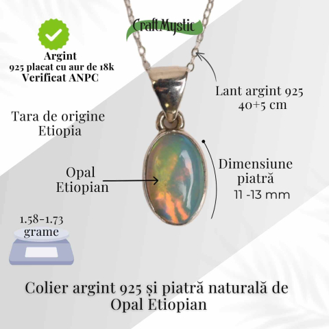 Colier argint 925 cu Opal Etiopian oval – Lumina care renaste din tine [3]
