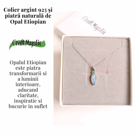 Colier argint 925 cu Opal Etiopian forma delica – Lumina sufletului in miscare [2]