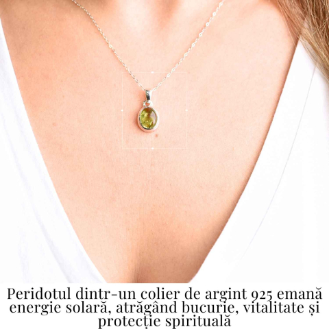 Colier Argint 925 cu Peridot Natural Oval – Lumina Interioara si Energie Pozitiva [1]